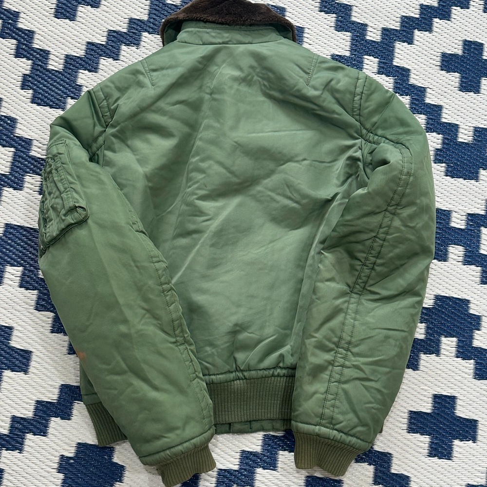 Ralph Lauren Green Bomber Jacket with Brown Collar - Picture 2 of 6